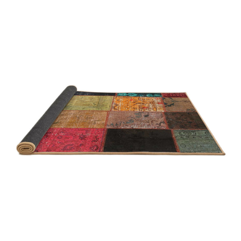 Tapis bleu/gris/rose zone contemporaine, Rond 5 pi