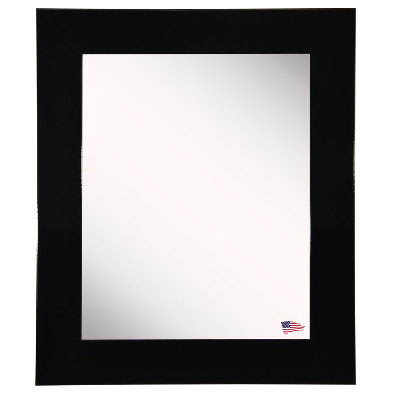 Dematteo Flat Wall Mirror, 25.5" H x 21.5" W, Black