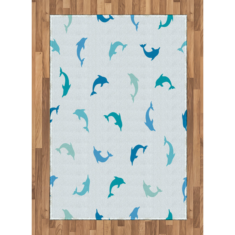 Turquoise High Density Long Fiber Poly Threads Decorative Area Rug Carpet, Rectangle 4' x 5'8"