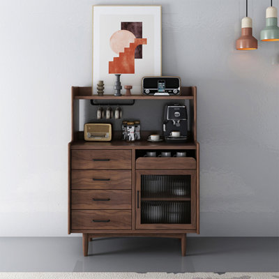 Modern Nut-Brown Solid Wood Sideboard