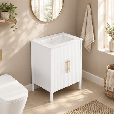 Freestanding Standard Free Standing Single Double Single Vanity Bathroom Vanity With Ceramic Top