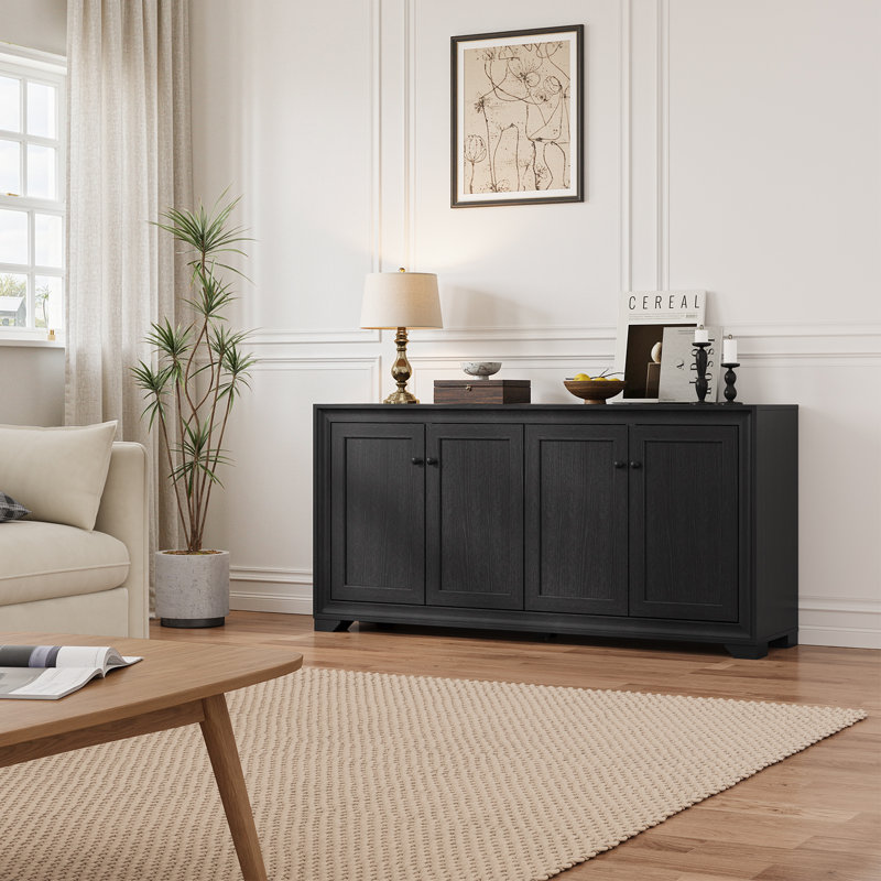 60" Sideboard With Storage, 4 Doors Modern Buffet Cabinet With 2 Large Cabinet & Adjustable Shelves For Dining Room, Kitchen, Entryway