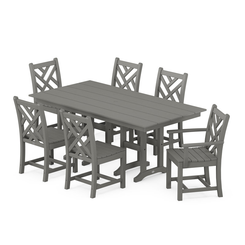 Chippendale 7-Piece Farmhouse Dining Set, Slate Gray