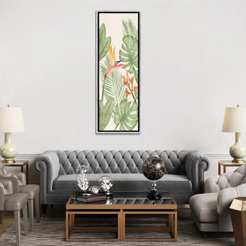 «Tropic Panel II», reproduction d'art sur toile encadrée, 72" H x 24" W, Argent argent