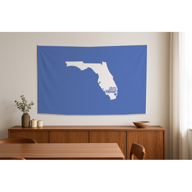 Douce demeure de Tallahassee — Silhouette de l'État de Floride — Tapisserie murale tissée de paysage, 50" H x 70" W