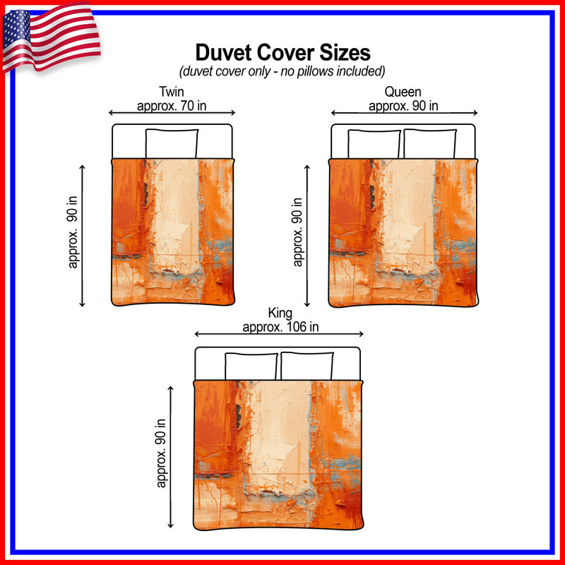 Textured Orange Abstract Duvet Covers, King