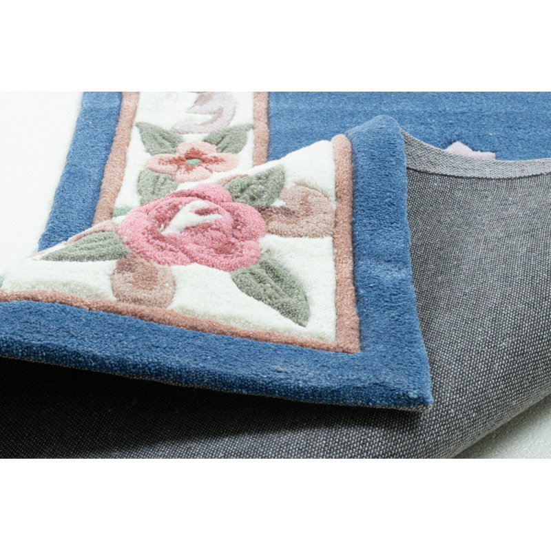 Bettumrandung Winon Floral Hand Woven Hand Tufted Blue Area Rug Set