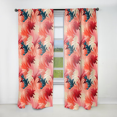 Coral Canvas Tropical Pattern - Tropical Velvet Curtain - Room Darkening - 1 panel