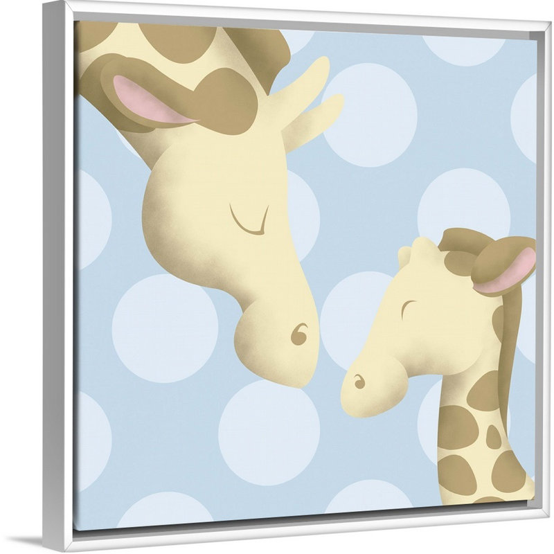 Giraffe maman et baby art Carrickfergus, Cadre pour toile flottant blanc, H 16 po x l 16 po x P 1,75 po