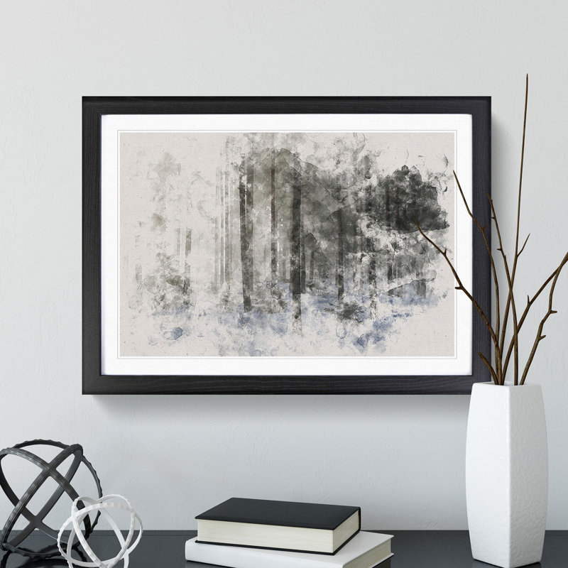 Winter Forest Vol.8 Watercolour - Picture Frame Graphic Art, 27cm H x 36cm W x 2cm D, Black