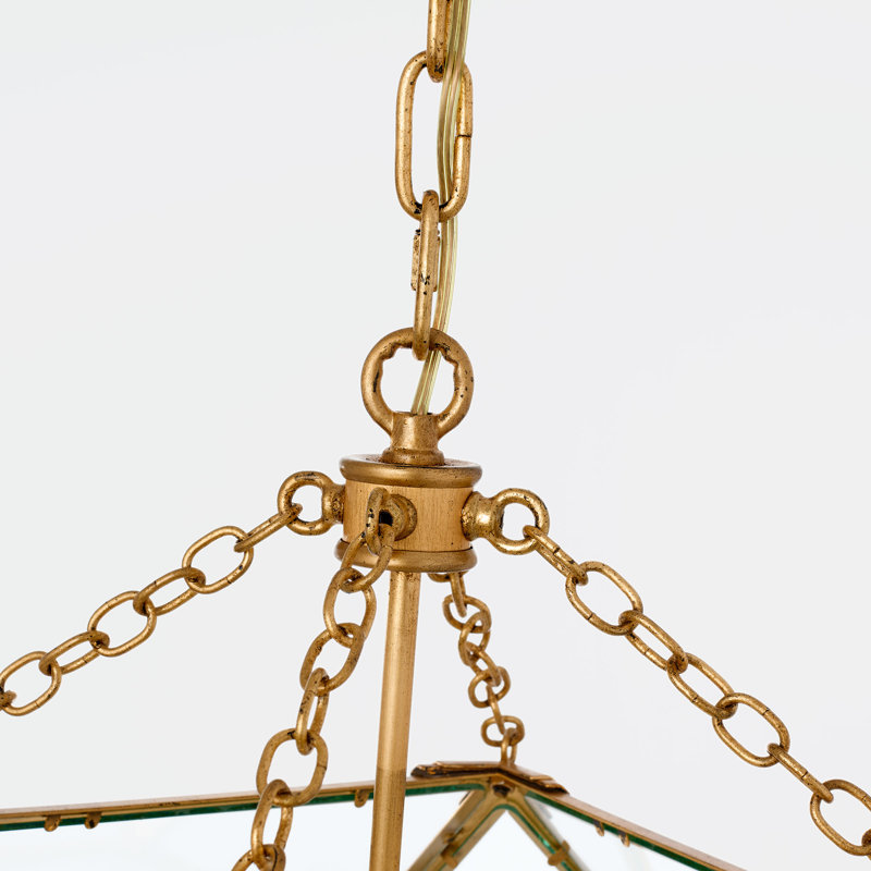 Suzanne Kasler Morris Small Lantern, Gold, Clear, 30.25" H x 23.25" W x 23.25" D