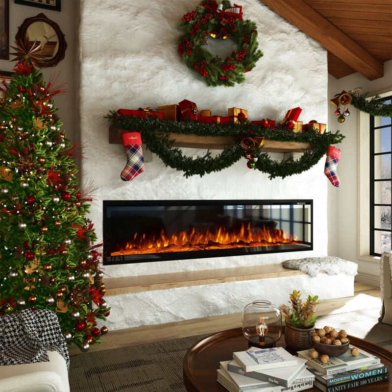 Ressington Recessed Wall-mounted Freestanding Electric Fireplace, 17.72" H x 73.23" W x 5.5" D