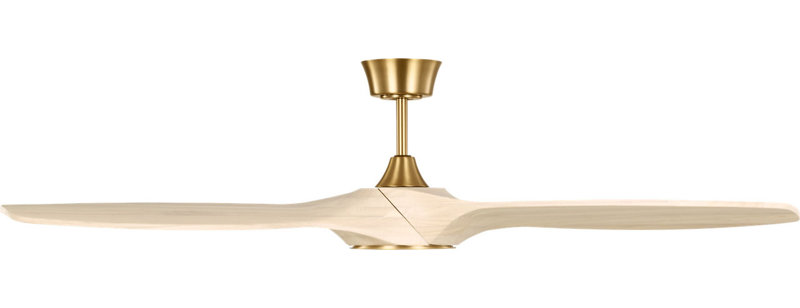 Selen Smart LED Ceiling Fan, Washed White Oak, Burnished Brass, 60" Wide