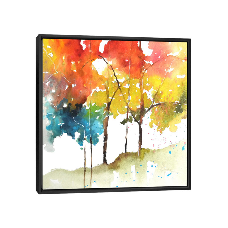 « arc-en-ciel ii », impression sur toile, H 18 po x l 18 po x P 1,5 po, Toile avec cadre noir, Pas de tapis