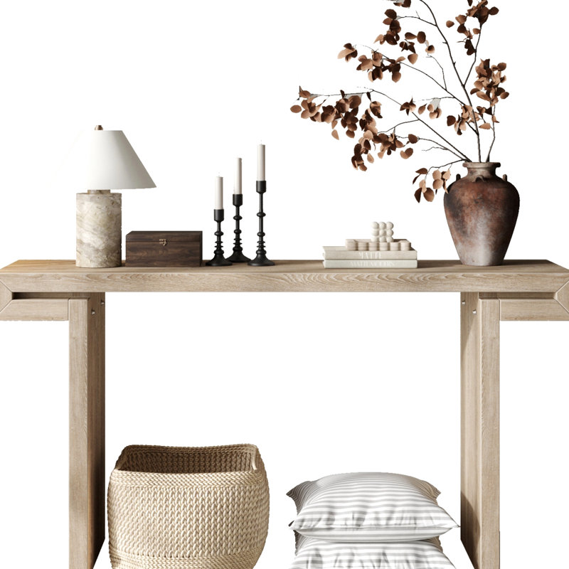 60Inches Console Table With Distressed Wood And Natural Finish For Hallway Living Room - Charm, Multi Space Design, Rectangular Table, H Shape Base Rustic Entryway Use, Standard Height, Legs,