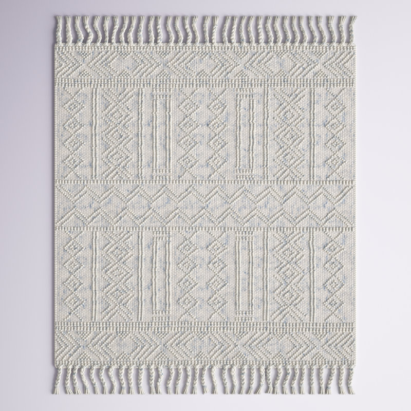 Ferretti Geometric Hand-Loomed Gray/Ivory Area Rug, Rectangle 6' x 9'