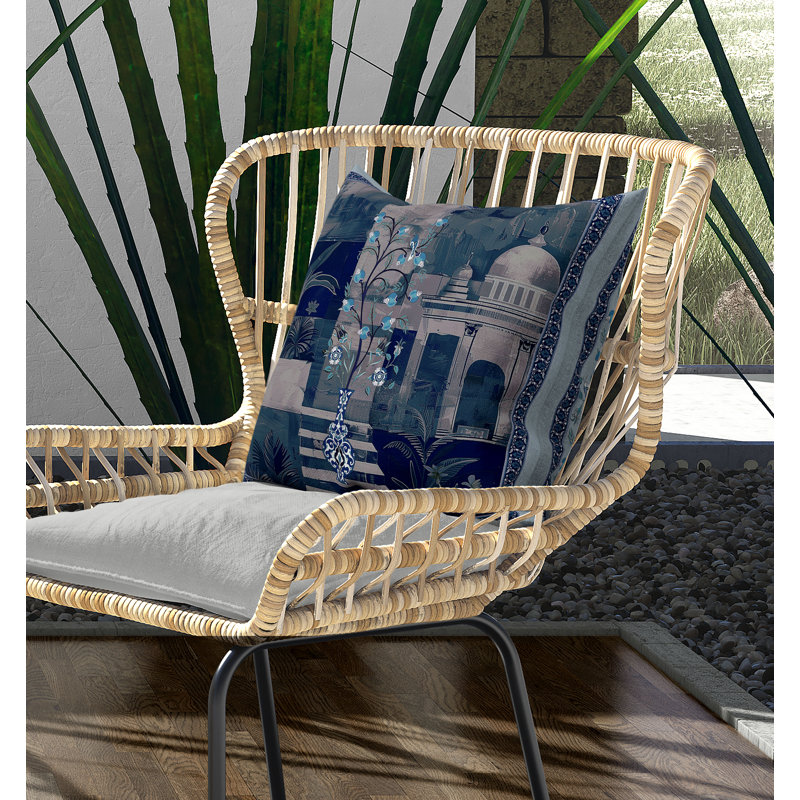 Coussin Shahi Garden Bloom avec housse amovible, H 18 po x l 18 po, Cyan pêche