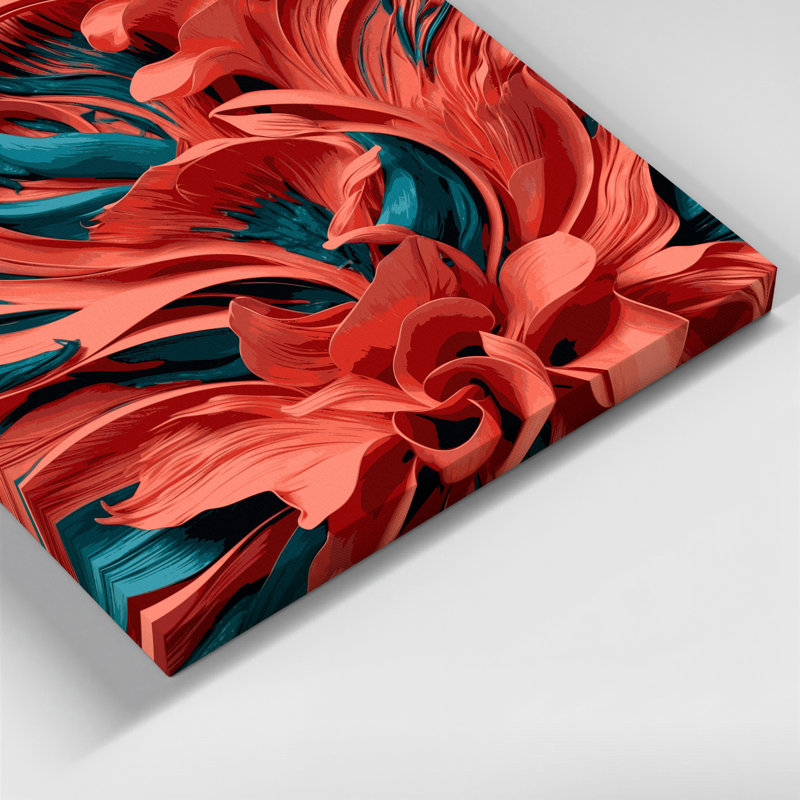 «Abstract Florals 3», art mural sur toile rose, H 8 po x l 8 po
