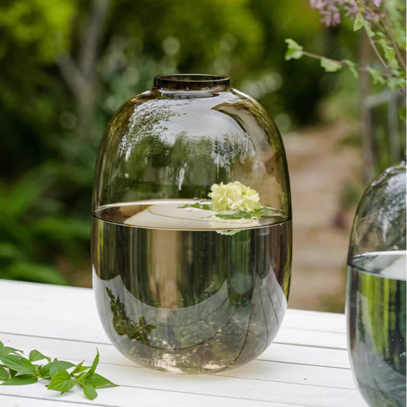 Vase de table en verre Everalda, Ambre transparent, H 10 po x l 6,5 po x P 6,5 po