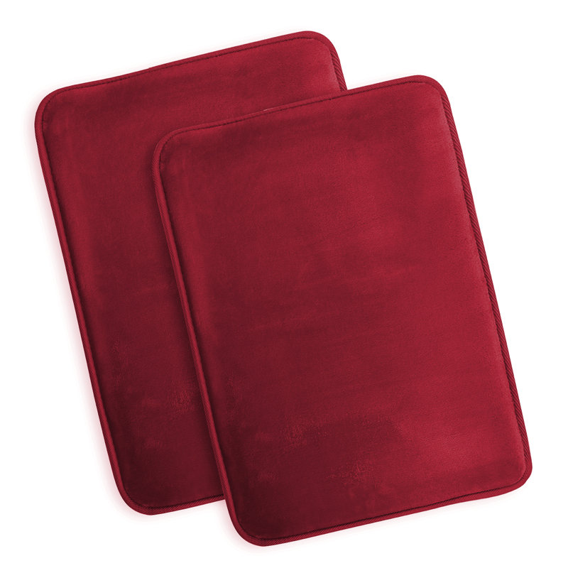 Steph Luxury Ultra Soft and Absorbent Memory Foam Bath Rug Set with Non-Slip Backing, Small: 17"W x 24"L, Red