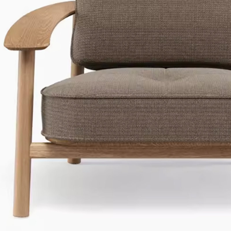 Outdoor Modern Simple Sponge Sofa Chair Outdoor Lounge Chair, Brown, Brown Wood