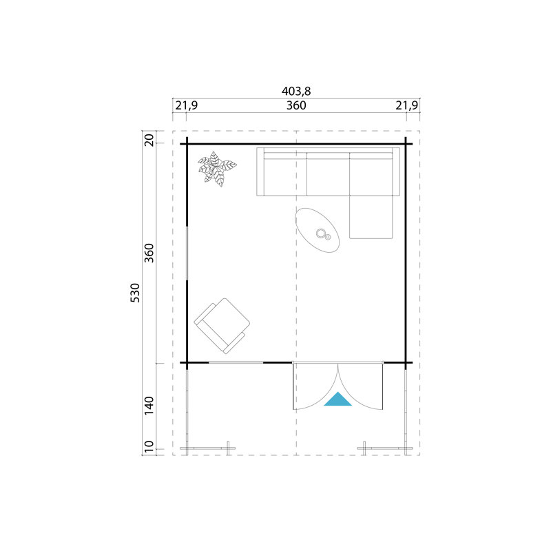 Lasita Luna 2 - 12 x 12 Ft. Summerhouse With Terrace (28mm), Luna 2 Natural Wood
