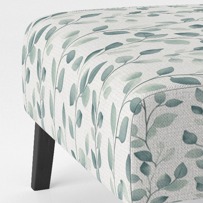 Fauteuil décoratif à motif floral - Fauteuil en velours vert à motif de fougères et de vignes, Pantoufle sans accoudoirs
