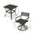 Gray Metal Outdoor Swivel Patio Conversation Set with Square Side Table - 2 Armchairs