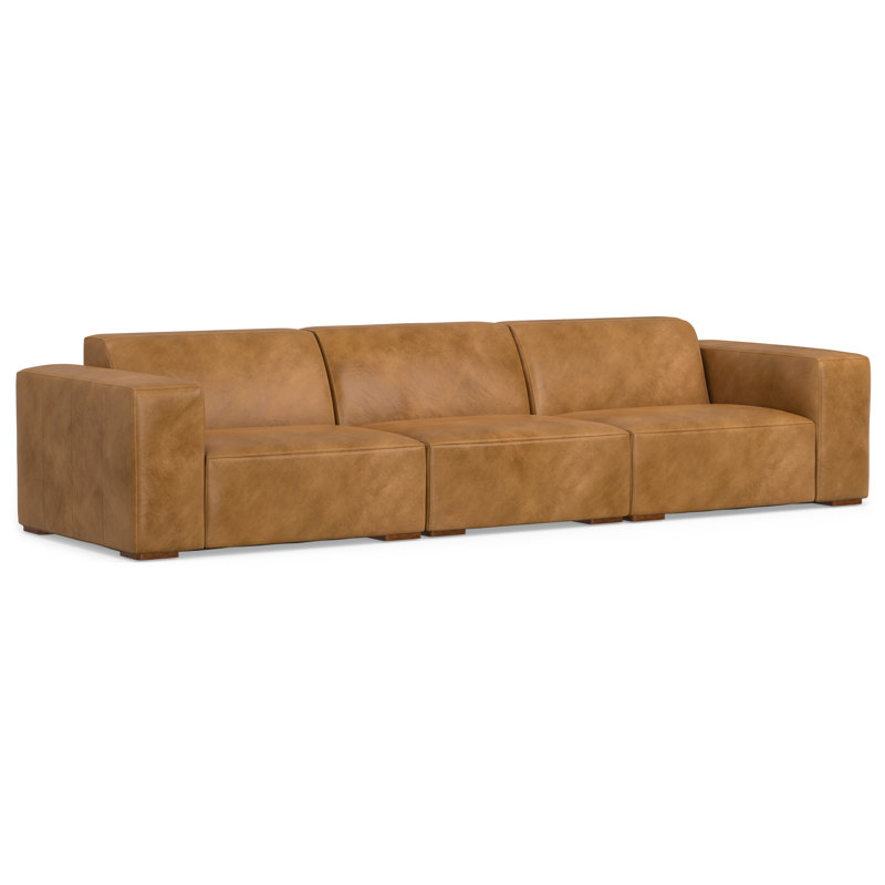 Rex 122" Genuine Leather Modular Sofa, Sienna Genuine Leather
