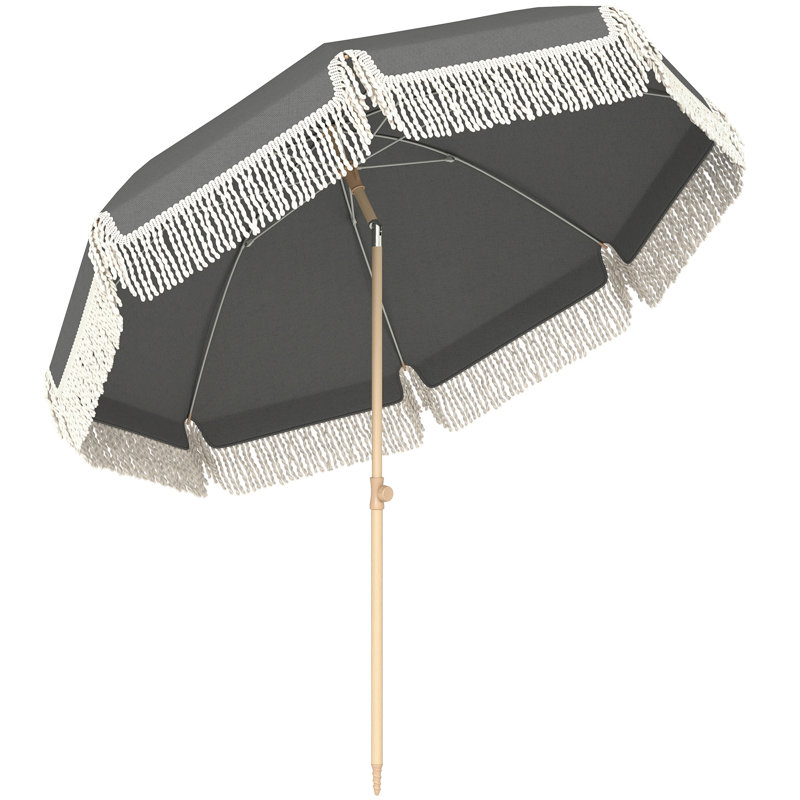 174cm Beach Parasol, Dark Grey