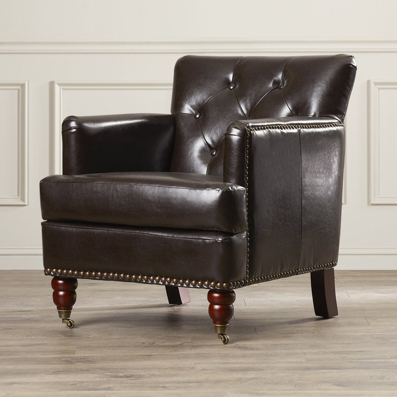 Armenak Upholstered Armchair, Black Faux Leather