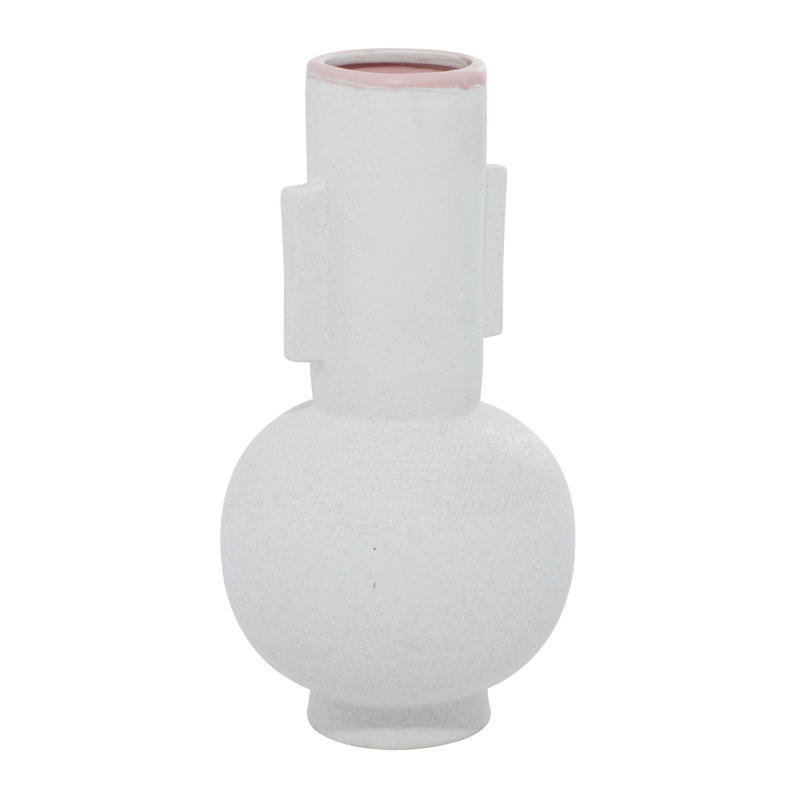 Cosmoliving By Cosmopolitan White Ceramic Modern Vase, 8" X 15"