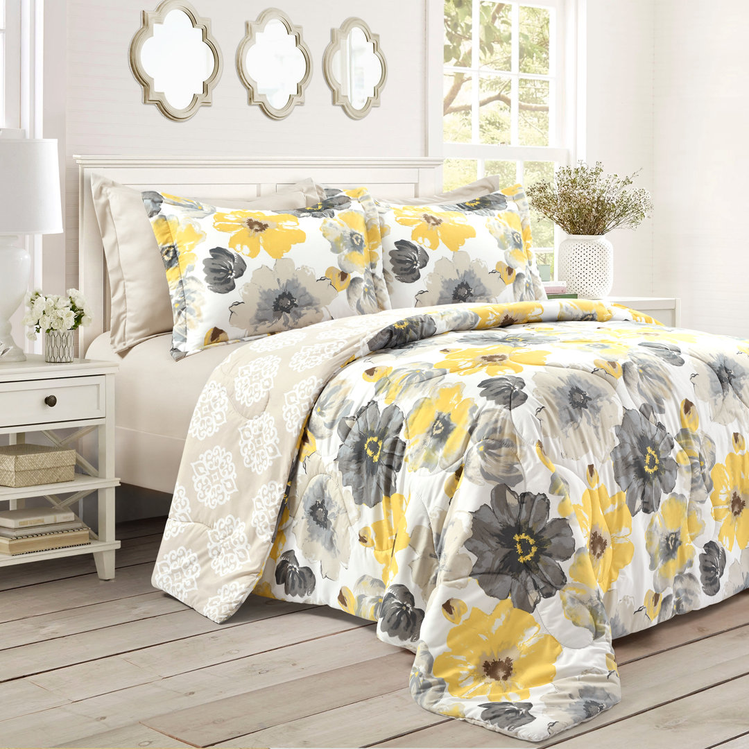 Leah Reversible Comforter Set Lush Decor 