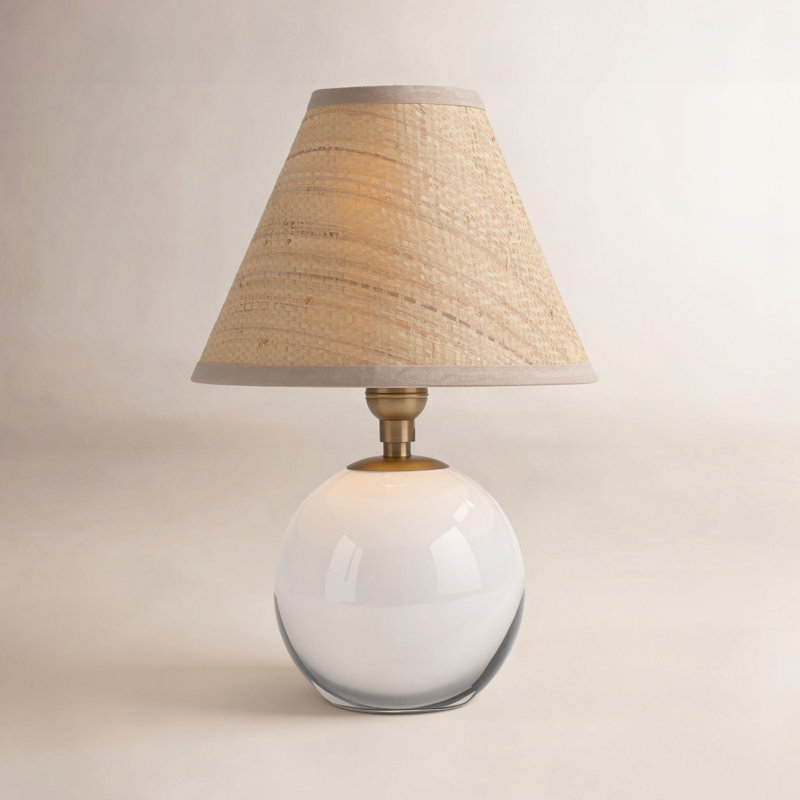 Giorgio Crystal Mini Lamp (Natural Brass with Rattan Shade), Natural Brass/Clear