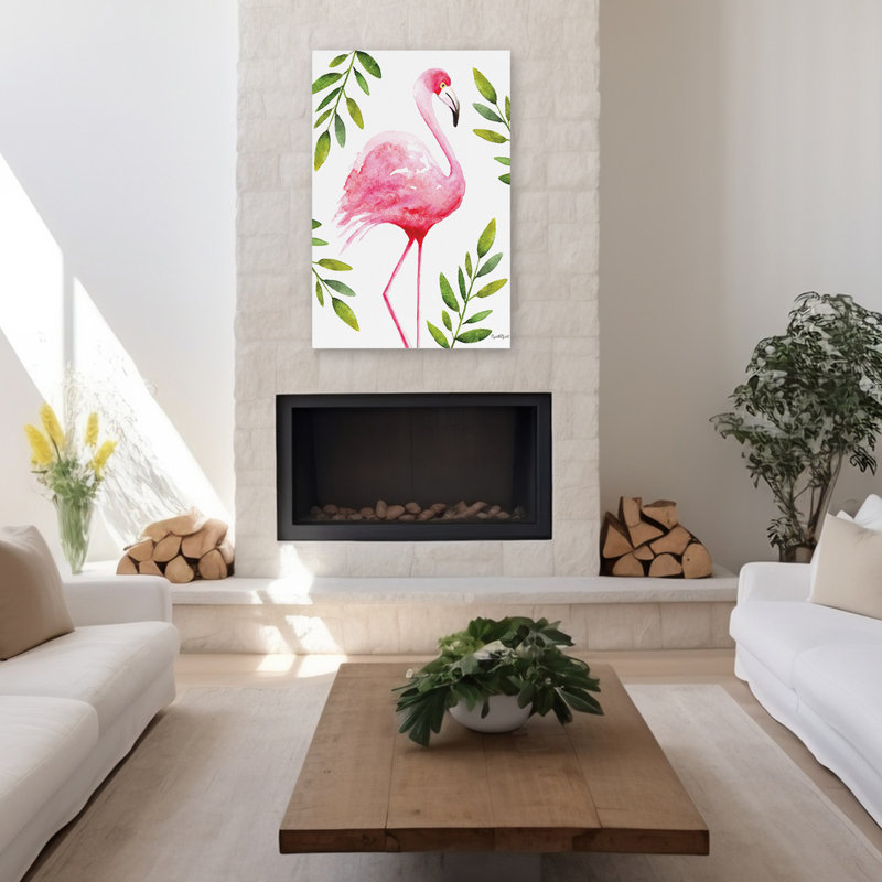 Le flamant rose - flamant tropical, H 32 po x l 48 po