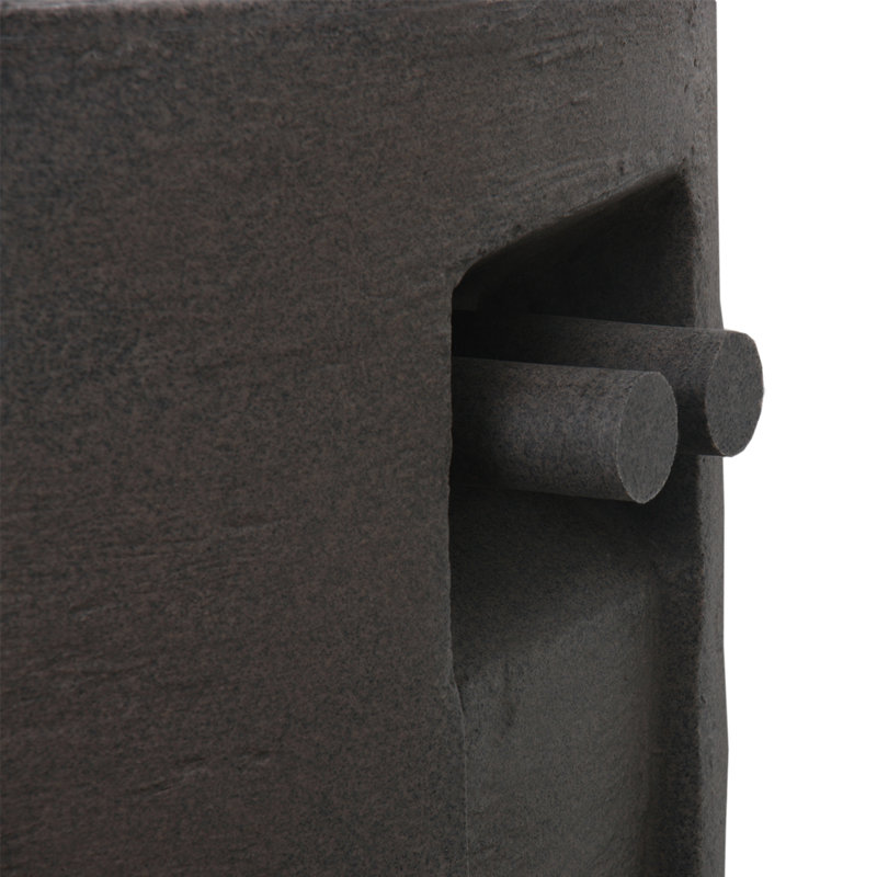 Tonneau cylindrique en plastique pour la collecte de l'eau de pluie Athena, H 49 po x l 24 po x P 24 po, Pierre brune