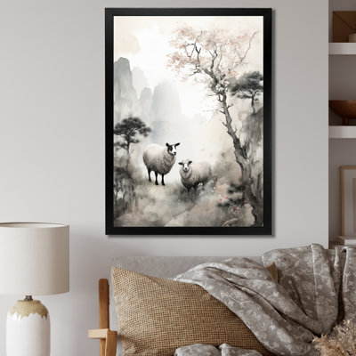 «Taeson Asian Art Sheep Sumi», reproduction d'art sur toile
