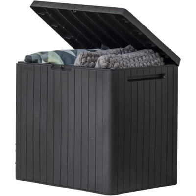City Gallon Resin Outdoor Storage Box And Patio Furniture Side Table For Pool And Garden Accessories