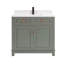 Meuble-lavabo en bois massif 36 po avec comptoir en marbre d'ingénierie 1 po, lavabo simple-106886541-106886540