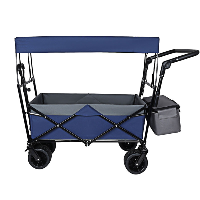 Collapsible Foldable Wagon With Canopy, Dark Blue