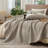 MooMee Lightweight Quilt Set 100% Washed Cotton Linen-Like Stripe Stitch Breathable All-season -114492297-114492299
