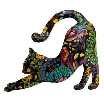 Grand chat peint floral