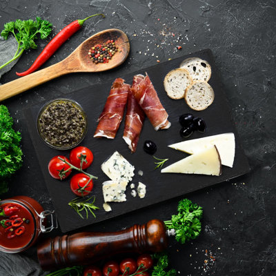 6 planches à fromage en ardoise 6 pièces, plateau de service en ardoise naturelle de 12 po x 8 po avec planches à charcuterie noires, plateau de service Gourmet
