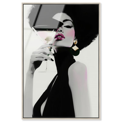 Midnight Martini III Framed Acrylic Print Fashion Wall Decor by Art Remedy, Silver Frame, 10 x 15