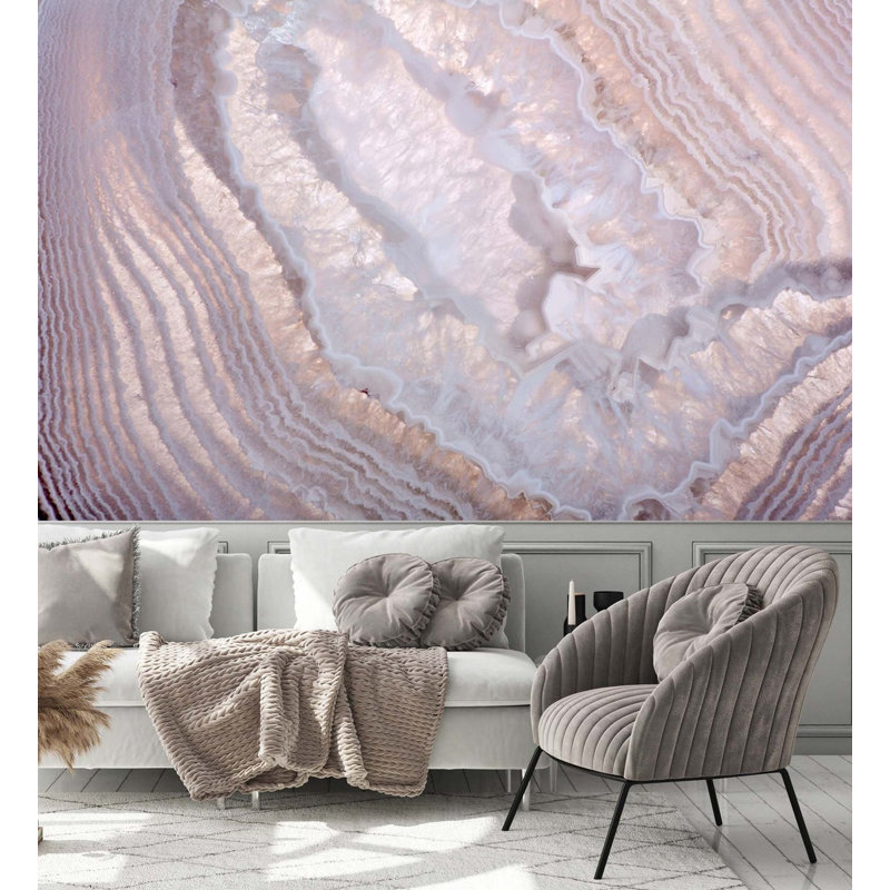 Structure avec fond abstrait moderne en agate clair amovible, L 48,96 po x l 75 po