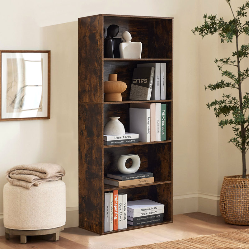 Bibliothèque et bibliothèques ouvertes à 5 niveaux Seekverse, (5 Shelves) 60"H x 21.65"W x 9.25"D, Brun