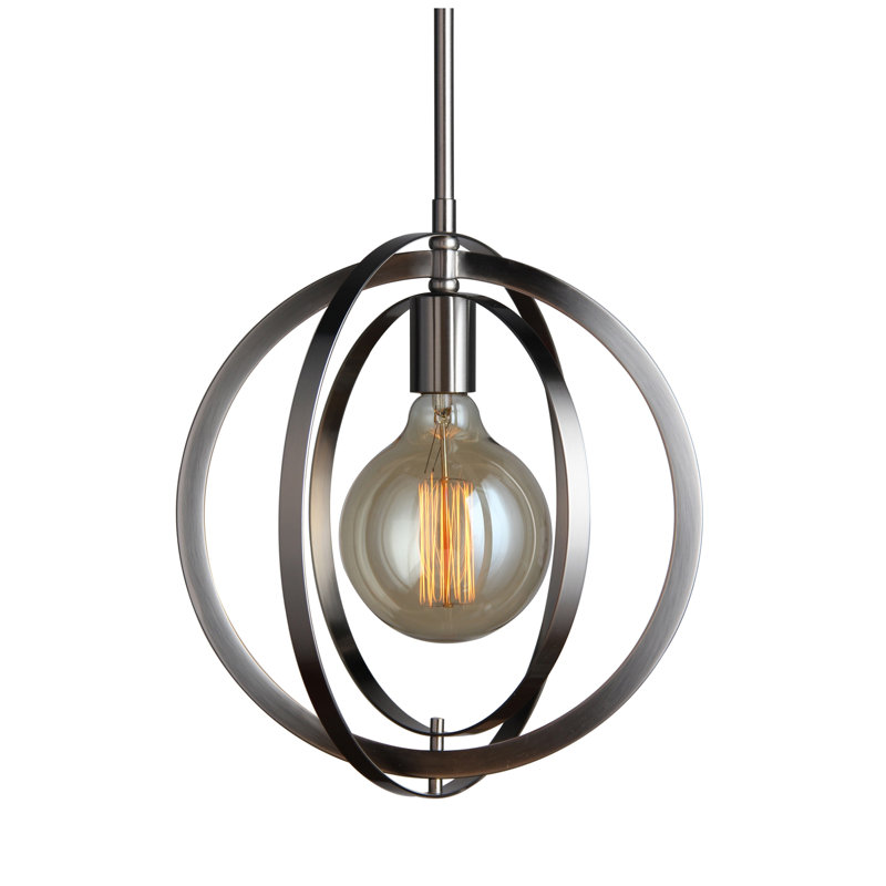 Luminaire sphère suspendu 1 lumières simple Heatherly, Nickel satiné