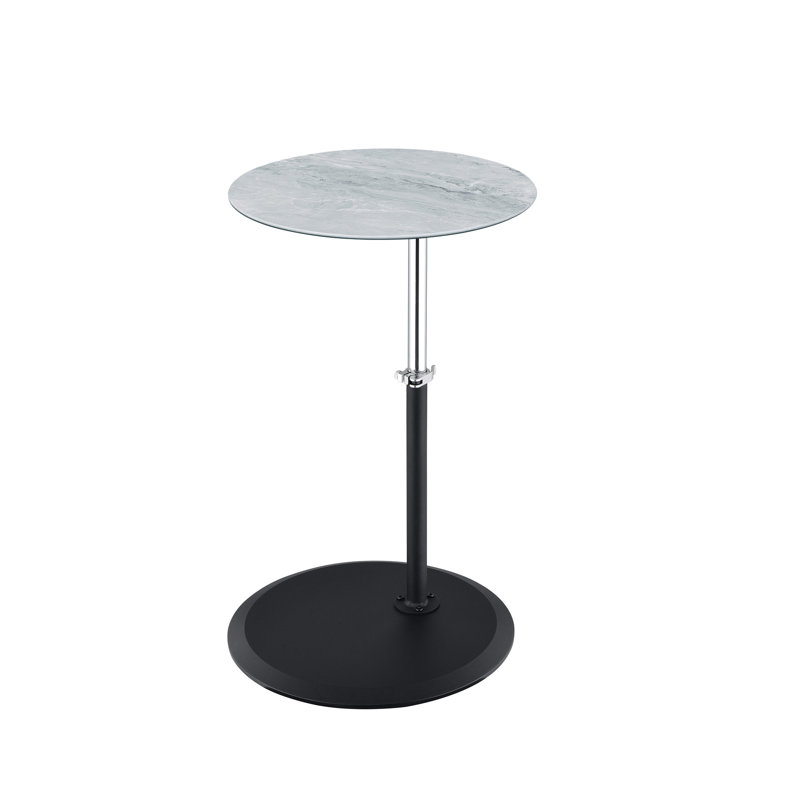 Table de bout en marbre gris texturé à plateau texturé de 15,5 po de hauteur avec aspect de qualité réglable - élément de caractère moderne