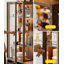 Vitrine Mid-Century en noyer, tablettes en verre