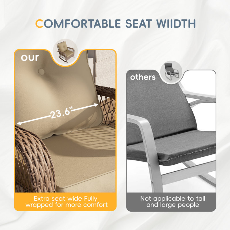 Ensemble de conversation d'extérieur en osier 2 personnes avec coussins Aventino, Beige